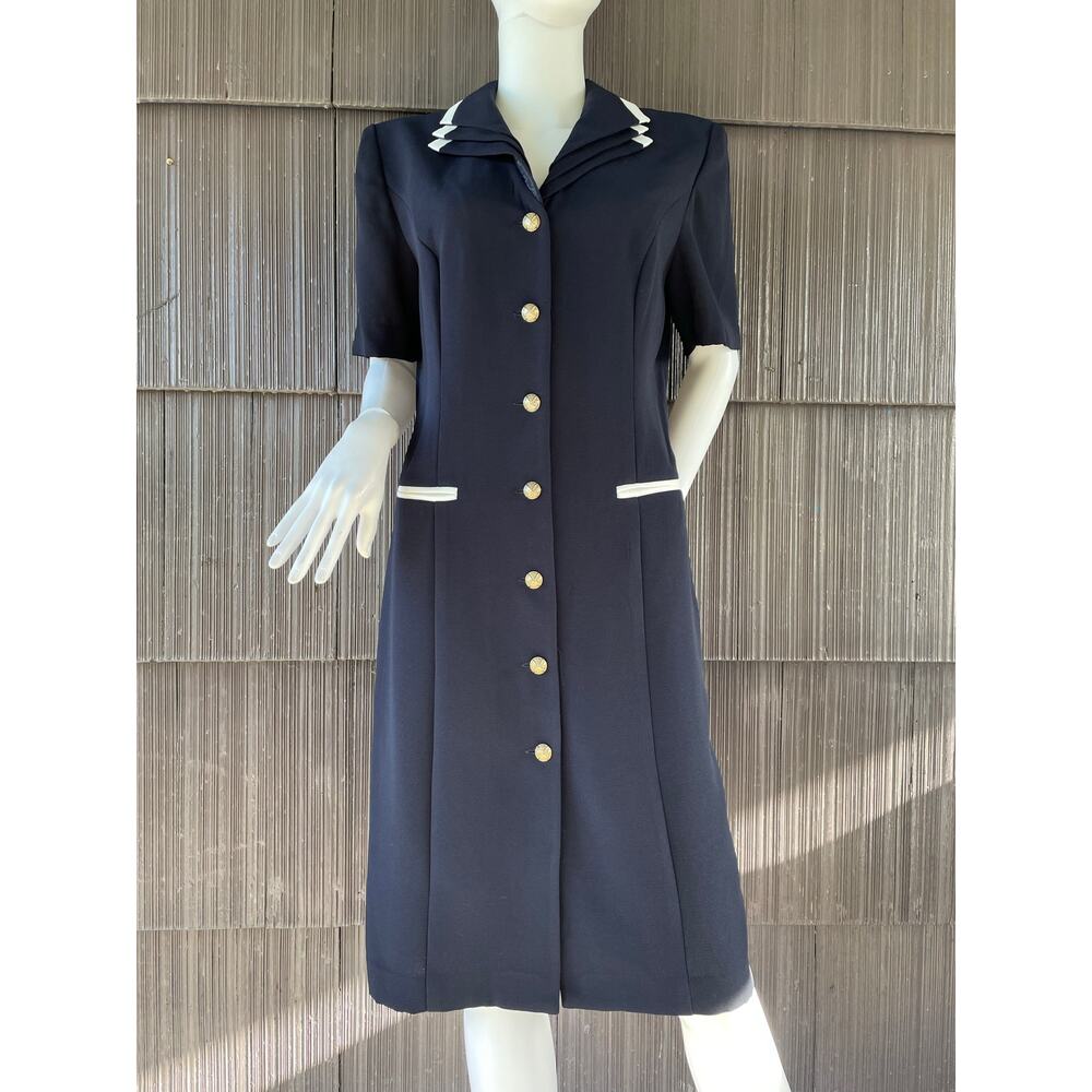 🔥Vintage Dressbarn Office Business Career Formal Sheath Dress Gold Button Down